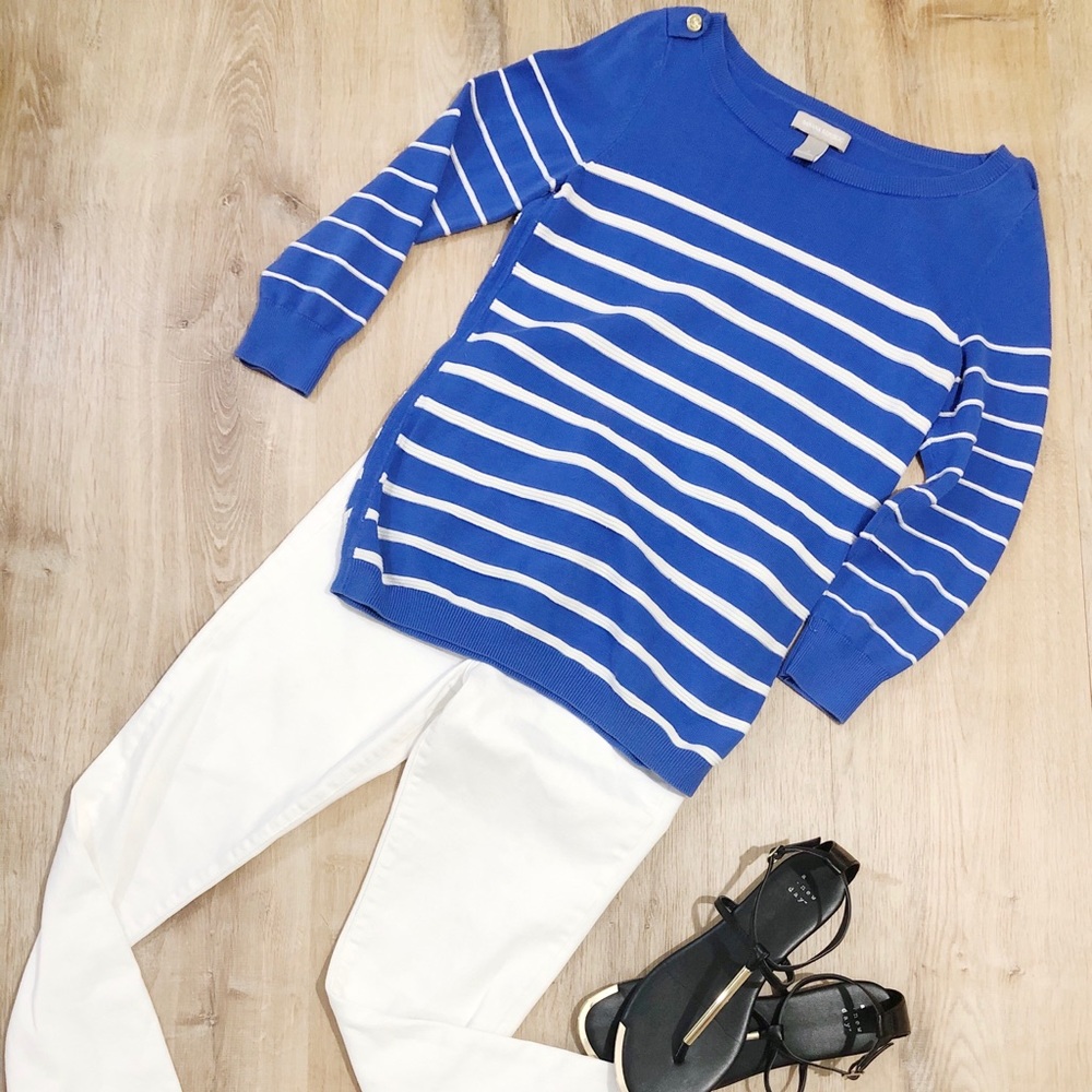 Banana Republic Striped Sweater Blue White Small